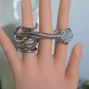 Unique Statement Silver 3 Finger Serpent Snake Ring